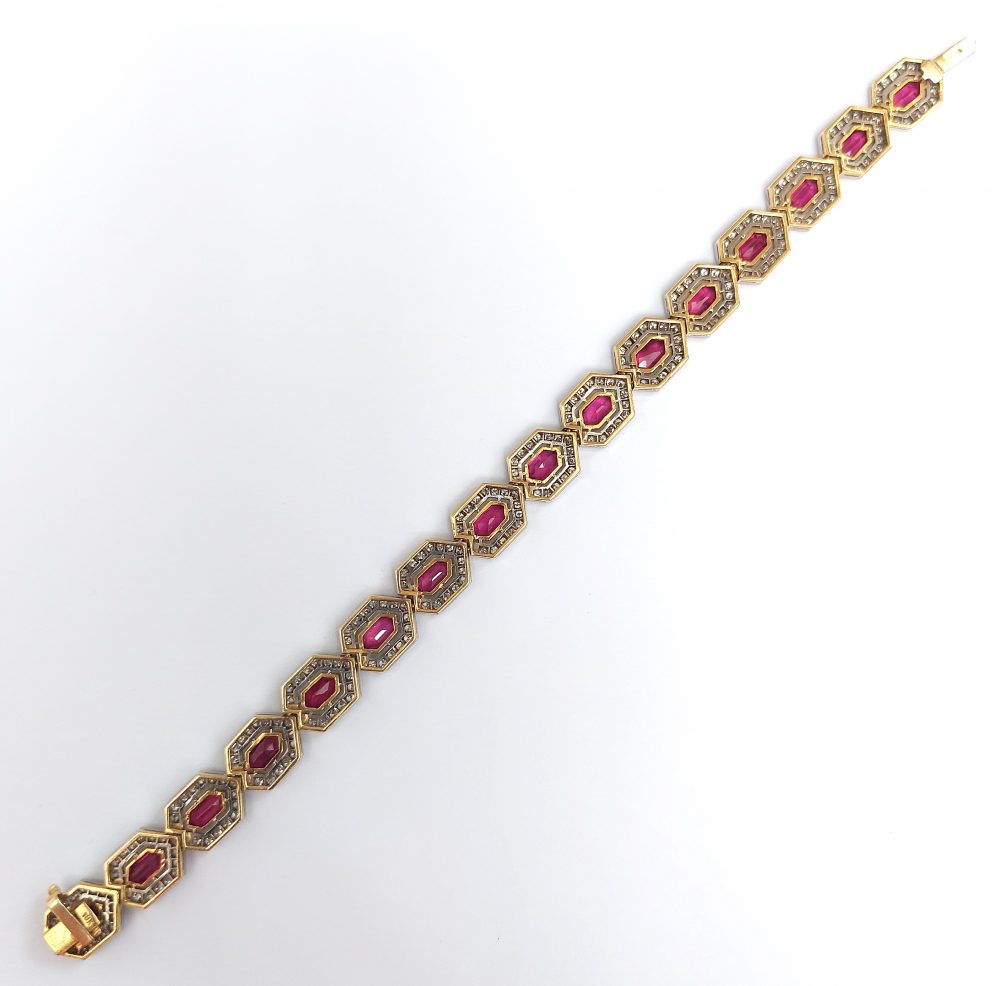 back of Ruby and diamond line bracelet