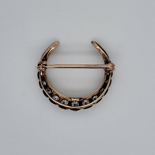 Antique 0.80ct Old Cut Diamond Crescent Moon Brooch, Circa 1910
