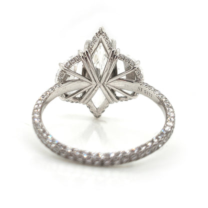 Fine Marquise Diamond Ring with Half Moon Shoulders, 1.67ct marquise-cut diamond flanked by a half moon diamond either side in platinum with single cut diamonds set to the gallery and three outer edges of the shank