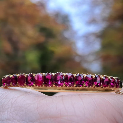 Victorian Antique 12cts Ruby Set Gold Bangle Bracelet