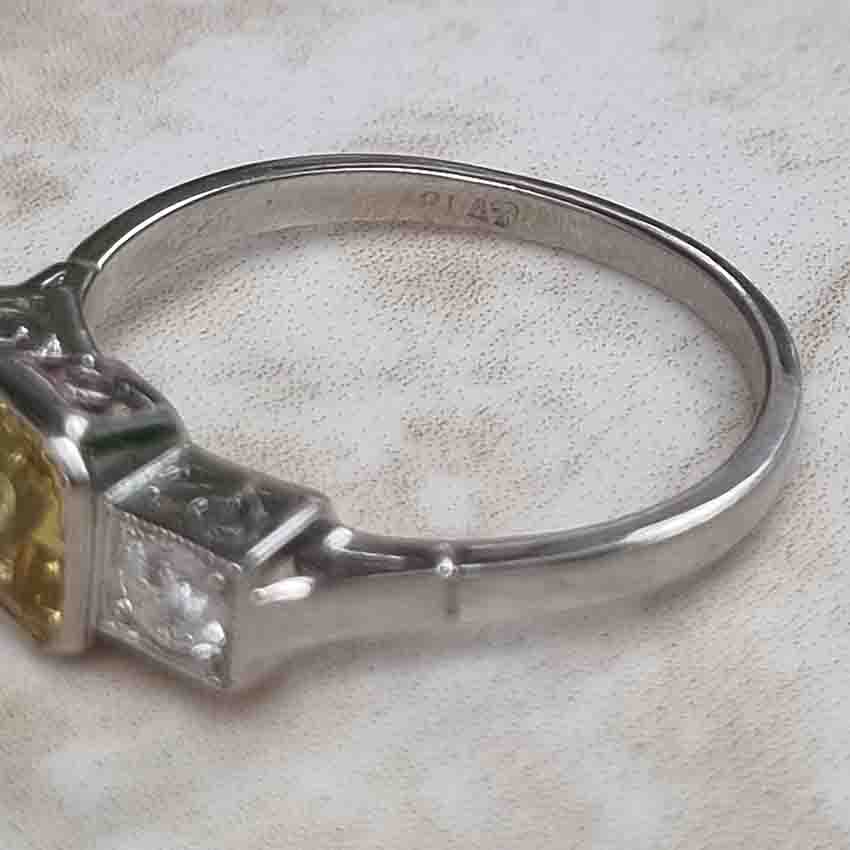 1.40ct Yellow Sapphire and Diamond Three Stone Engagement Ring in Platinum