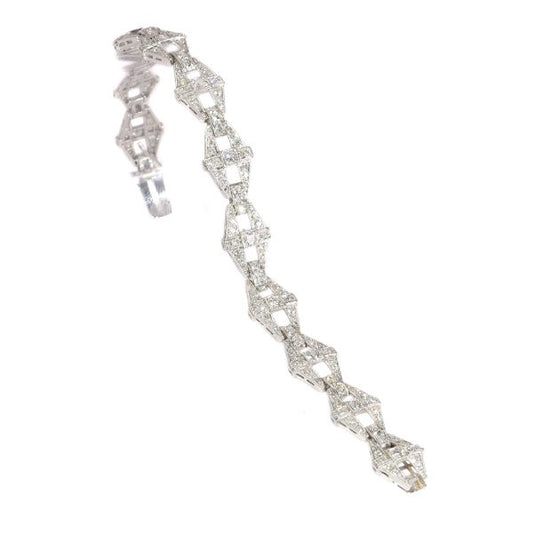 Vintage 1950's Platinum Diamond Panel Bracelet, 6 carats