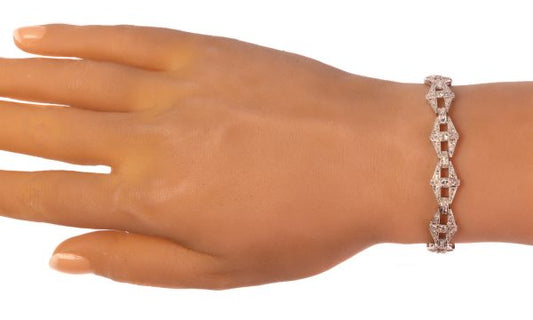 Vintage 1950's Platinum Diamond Panel Bracelet, 6 carats