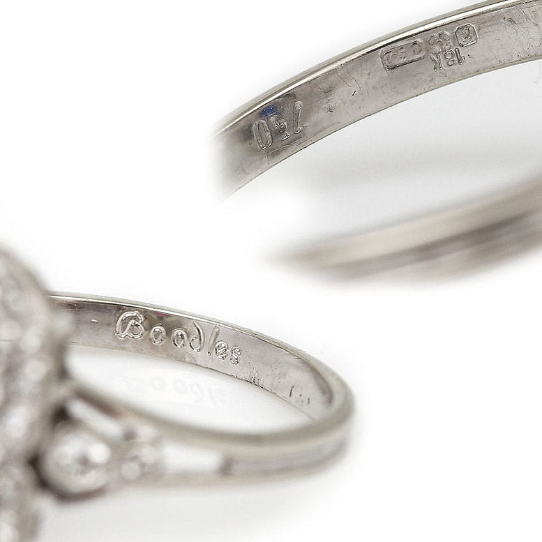 Vintage Boodles Sapphire Ruby Diamond Two Stone Plaque Ring