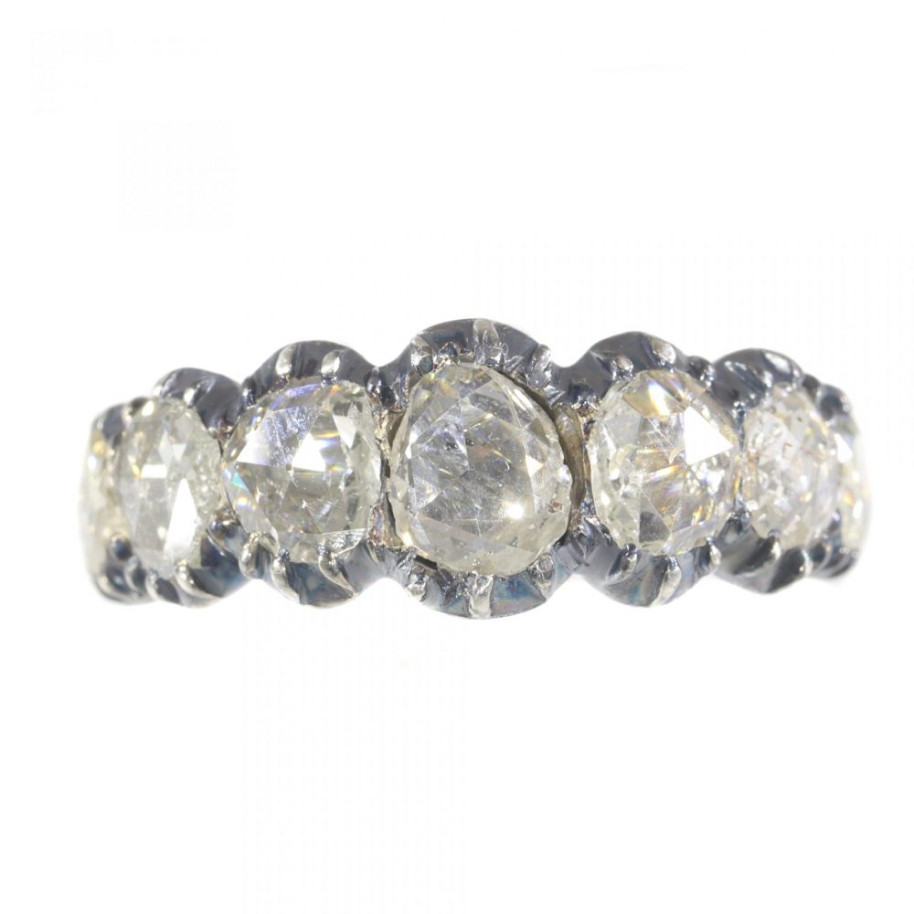 Antique Georgian Rose Cut Diamond Seven Stone Ring, Early 19th century, Circa 1820