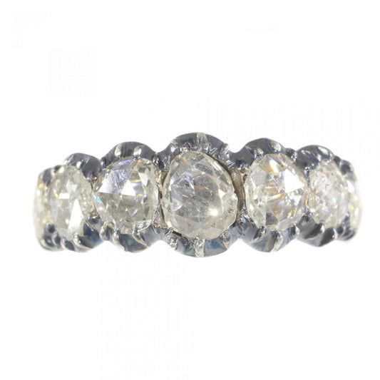 Antique Georgian Rose Cut Diamond Seven Stone Ring, Early 19th century, Circa 1820