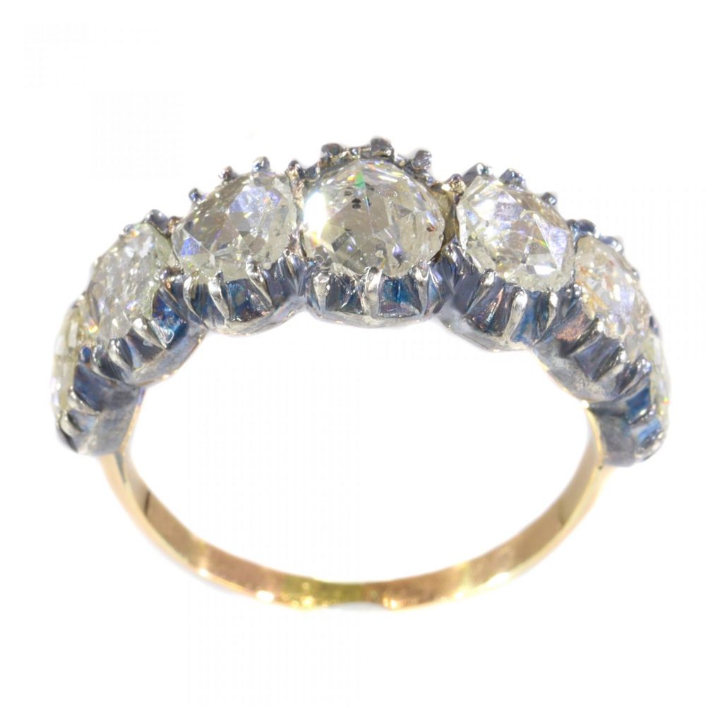 Antique Georgian Rose Cut Diamond Seven Stone Ring