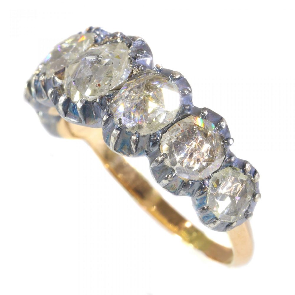 Antique Georgian Rose Cut Diamond Seven Stone Ring