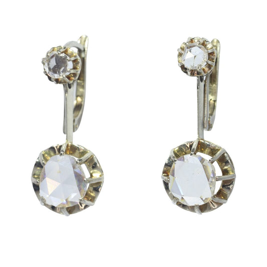 Vintage 1940s Rose Cut Diamond Drop Earrings