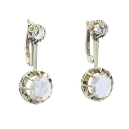 Vintage 1940s Rose Cut Diamond Drop Earrings