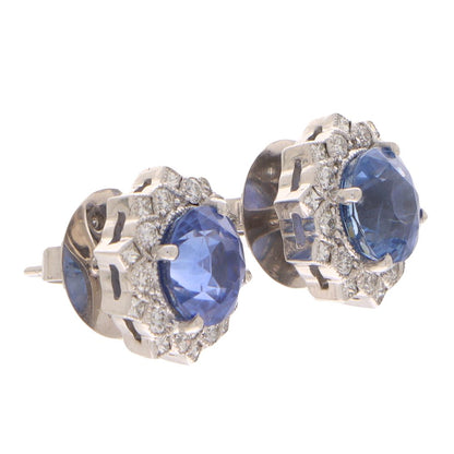 Sapphire and diamond earrings in white gold