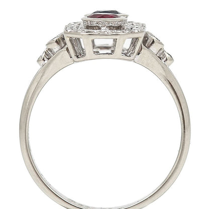 Vintage Boodles Sapphire Ruby Diamond Two Stone Plaque Ring