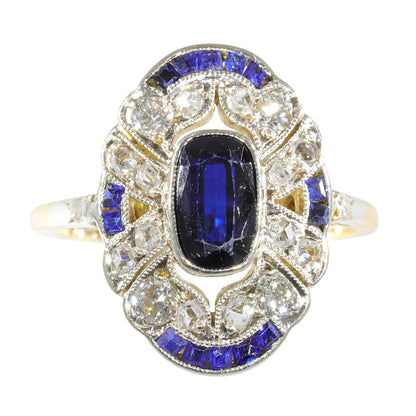 Vintage Art Deco Diamond And Sapphire Engagement Ring