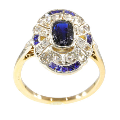 Vintage Art Deco Diamond And Sapphire Engagement Ring
