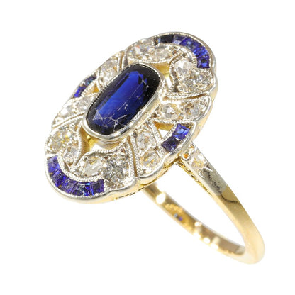 Vintage Art Deco Diamond And Sapphire Engagement Ring