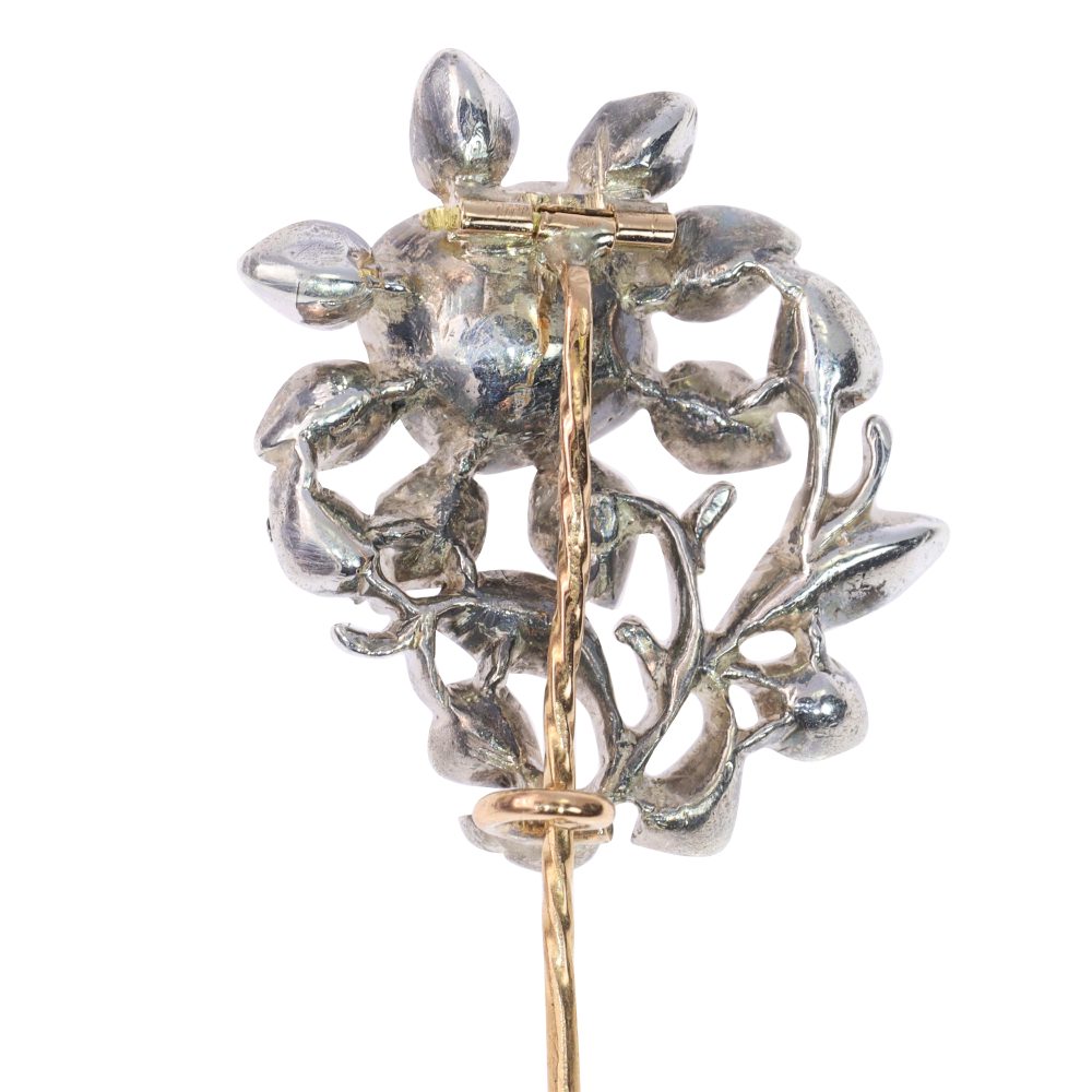 Antique Rococo Rose Cut Cognac Diamond Pin