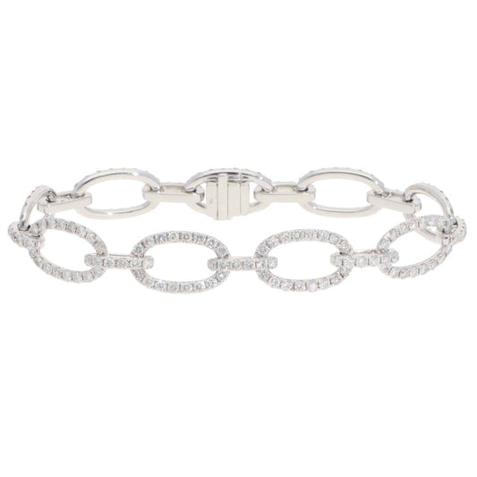Contemporary Diamond Fancy Link Bracelet in White Gold