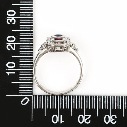 Vintage Boodles Sapphire Ruby Diamond Two Stone Plaque Ring