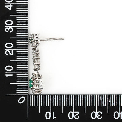Classic Emerald and Diamond Cluster Drop Earrings 18ct White Gold