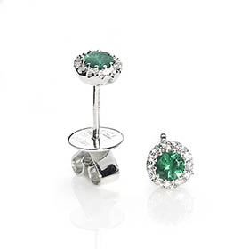 Emerald & Diamond Cluster Earrings