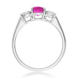 1.41ct Oval Pink Sapphire and Diamond Three Stone Engagement Ring