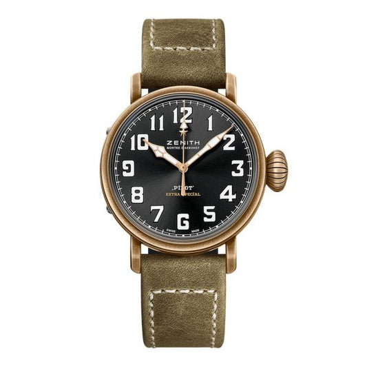 Zenith Pilot Type 20 Extra Special Automatic Watch, with bronze case, Model 29.1940.679/21.C800. Brand New with box, papers and two year manufacturer warranty