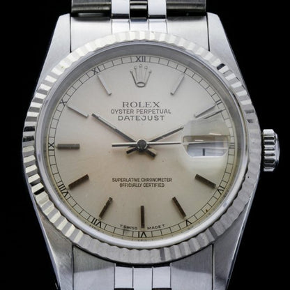 Vintage Rolex Oyster Perpetual Datejust 16234 Steel Automatic Watch, with quick set date and sapphire glass, on steel bracelet strap, Circa 1970s