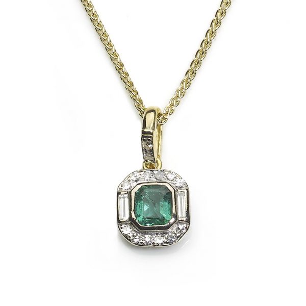 Emerald and Diamond Cluster Pendant