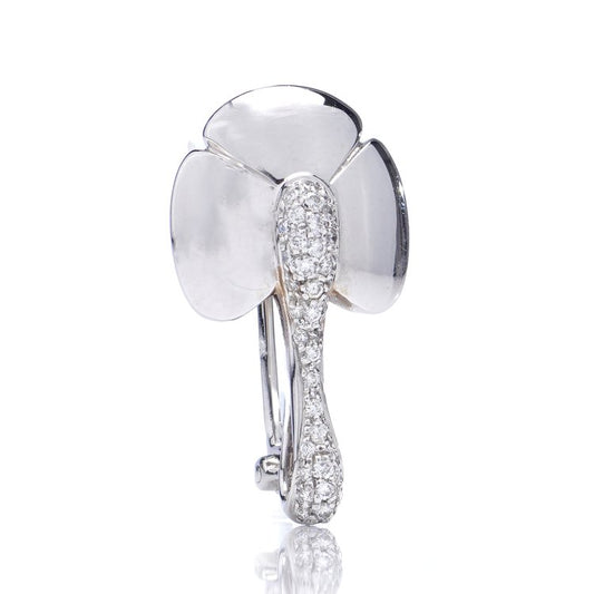 Chaumet 18ct White Gold Diamond Flower Pin Brooch Pendant