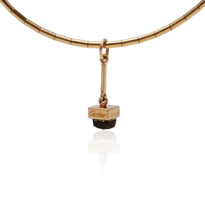 Vintage Cartier 18ct Yellow Gold Necklace 1ct Rough Diamond Pendant
