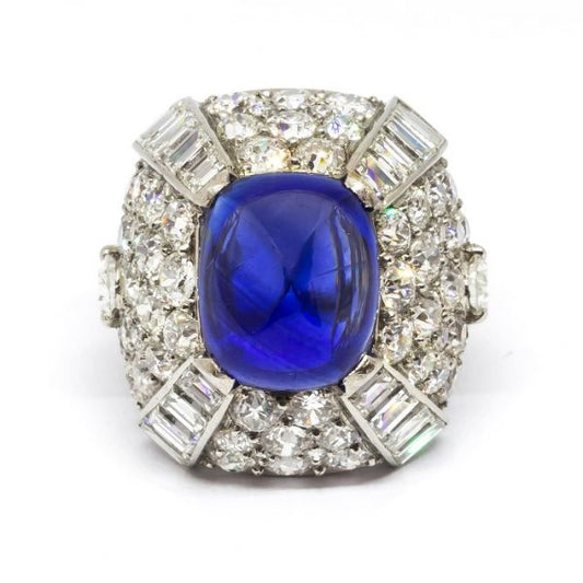 Vintage 9.10ct Sapphire and Diamond Bombé Ring
