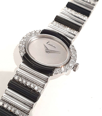 Vintage Kutchinsky Watch by Chopard with Onyx and Diamonds in 18ct White Gold, Circa 1970s