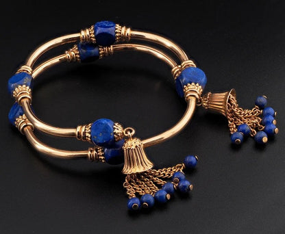Vintage Italian Weingrill Lapis Lazuli and 18ct Yellow Gold Venezia Bracelet