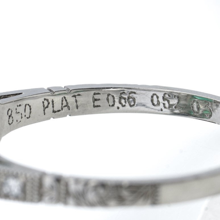 Vintage Art Deco Style Emerald and Diamond Cluster Plaque Ring in Platinum