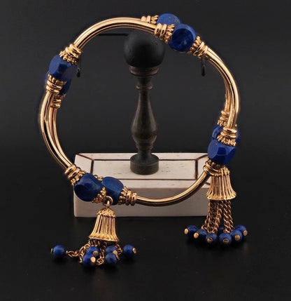 Vintage Italian Weingrill Lapis Lazuli and 18ct Yellow Gold Venezia Bracelet