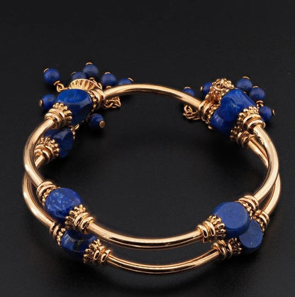 Vintage Italian Venezia 18ct Gold and Lapis Lazuli Bracelet Weingrill Collection