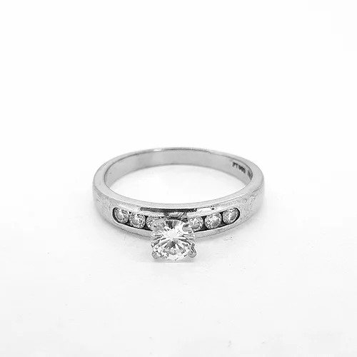 0.45ct Diamond Ring with Channel Set Diamond Shoulders in Platinum