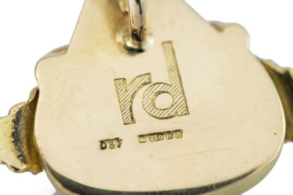 Vintage Deakin and Francis Gem Set 18ct Yellow Gold Clown Pendant; set with a diamond, cabochon sapphires and a ruby, initials RD to reverse, Birmingham 1979