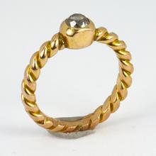 Old Cut Diamond Solitaire 18ct Gold Twisted Pinky Ring