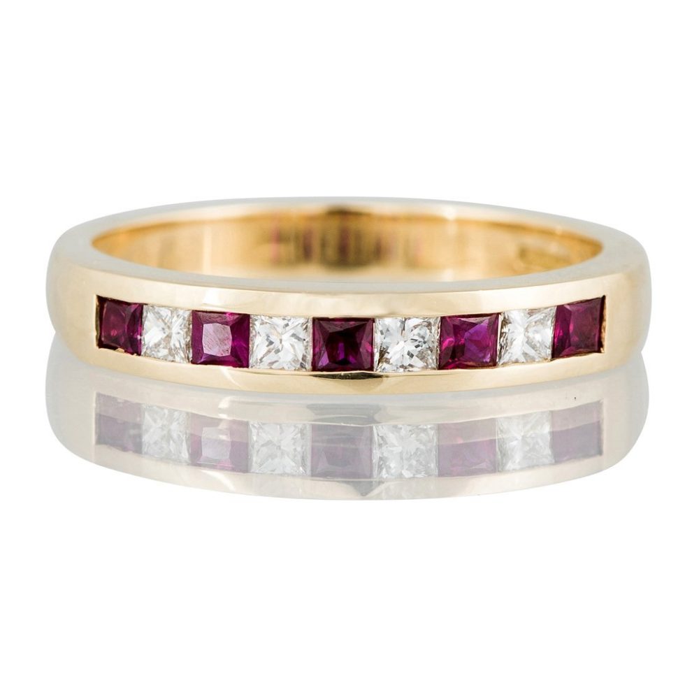 Ruby and Diamond Half Eternity Ring