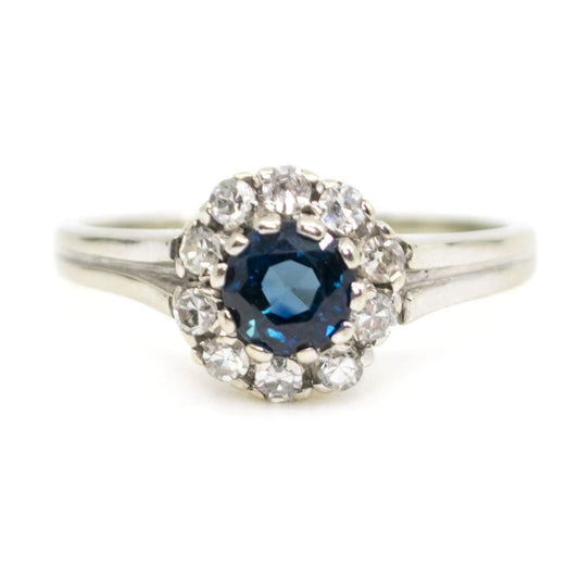 Vintage Sapphire and Diamond Cluster Ring