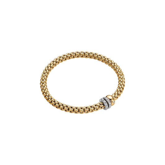 FOPE SOLO 18 Carat Yellow Gold Flex it Bracelet With Diamond-Set Rondels