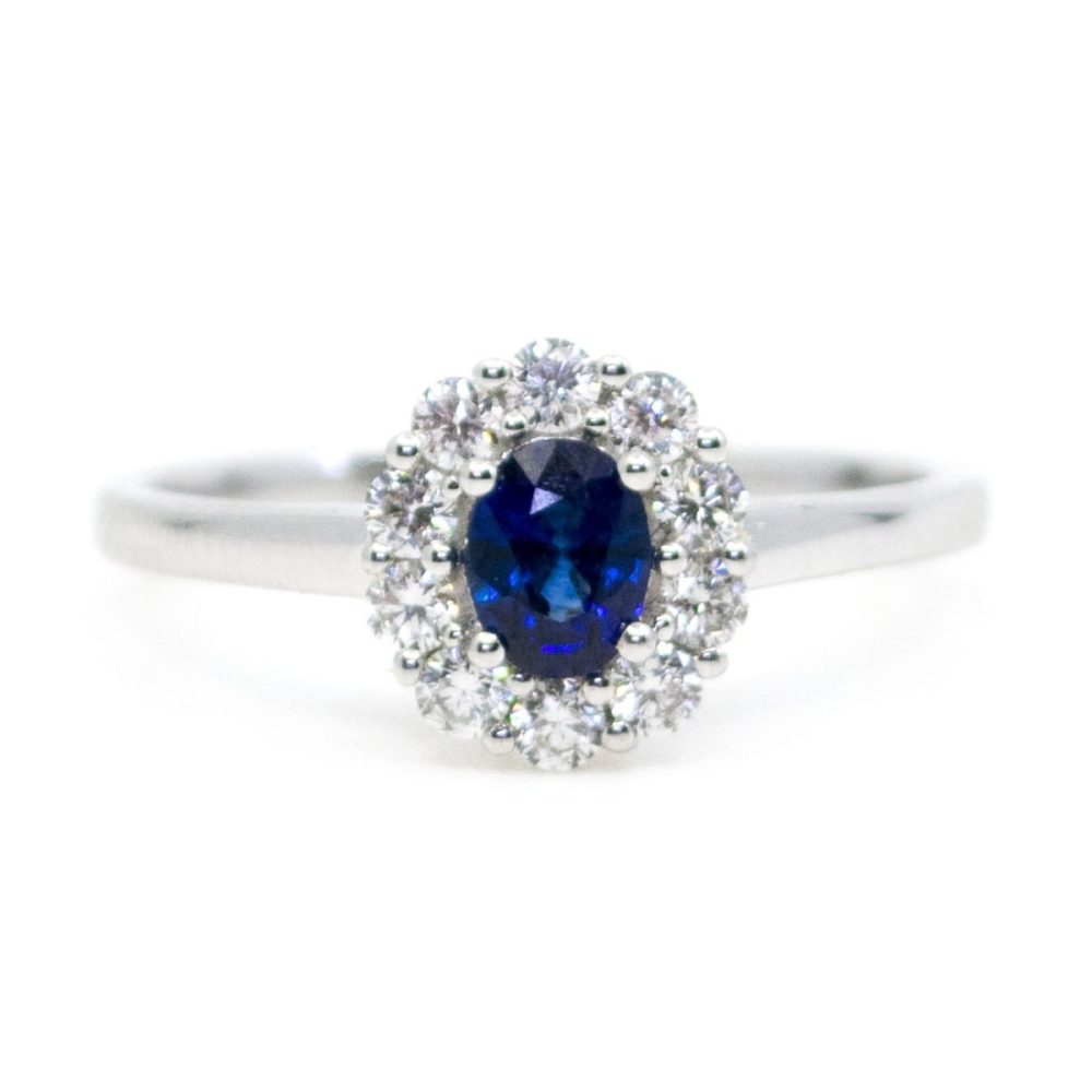 Edwardian Style Sapphire and Diamond Cluster Ring