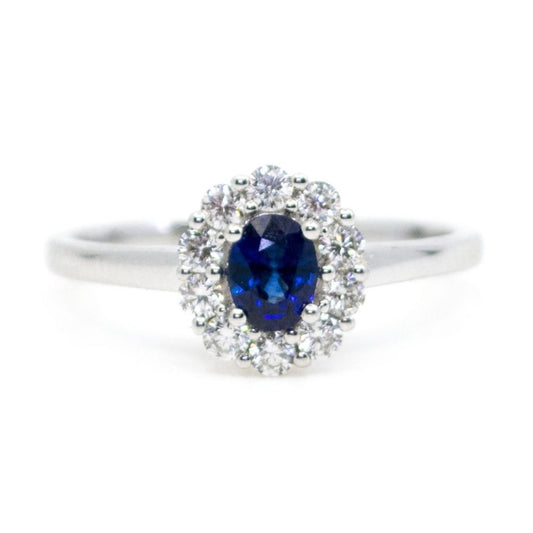 Edwardian Style Sapphire and Diamond Cluster Ring