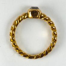 Old Cut Diamond Solitaire 18ct Gold Twisted Pinky Ring