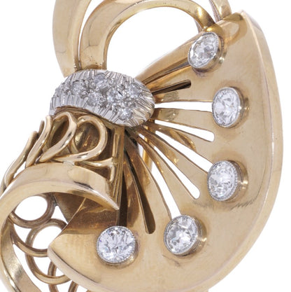 Vintage Retro Boucheron 1.41ct Diamond Set Gold Brooch