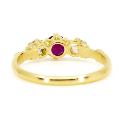 Vintage Ruby and Diamond Three Stone Ring