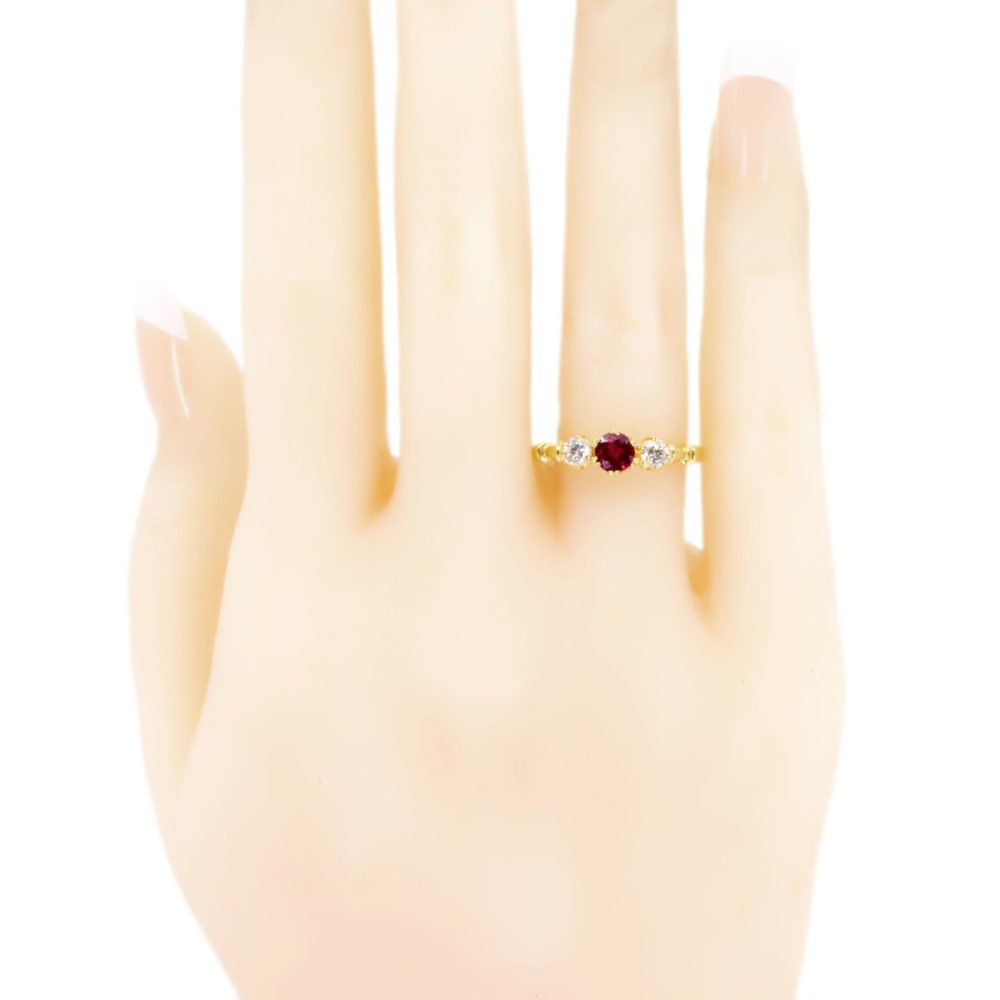 Vintage Ruby and Diamond Three Stone Ring