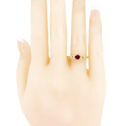 Vintage Ruby and Diamond Three Stone Ring