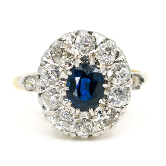 Antique Victorian Sapphire and Diamond Cluster Ring